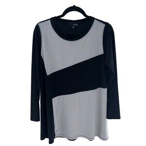 Women's Sun Kim Colorblock Gray Black Longsleeve Tunic Top Size S